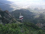 The tram, flying below